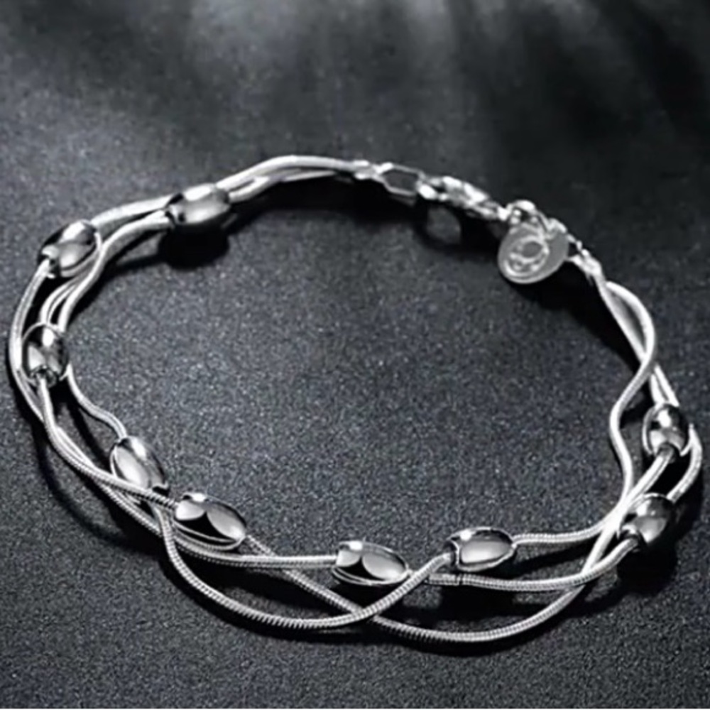 Triple Strand Bracelet.925 Sterling Silver NEW - Picture 2 of 5
